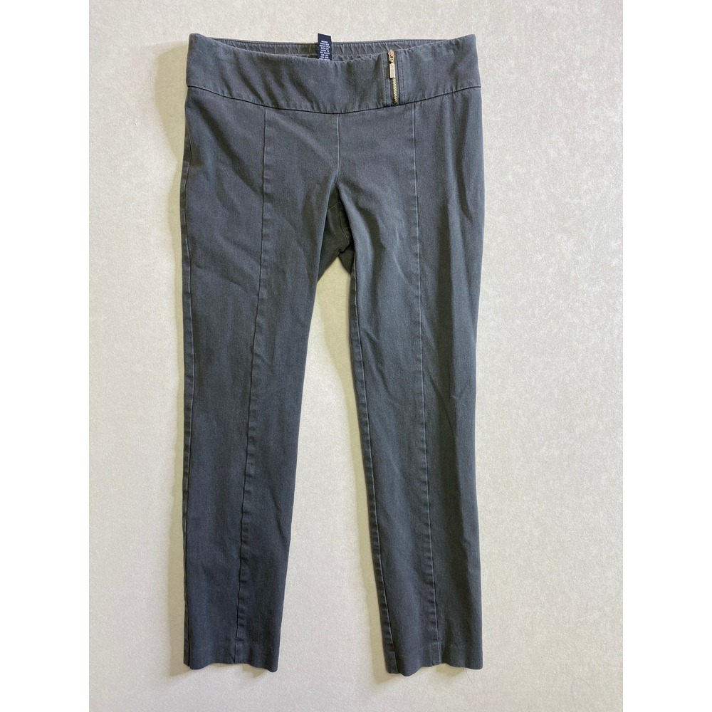 Alfani Womens Charcoal Gray Pull On Skinny Pants Gold Zipper Accent Size 6